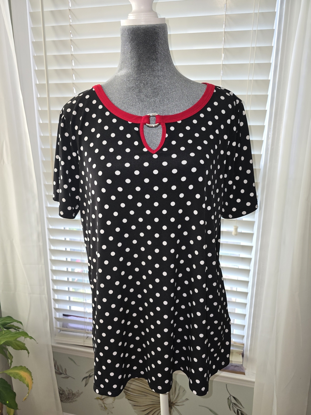 Black Polka Dot with Red Trim